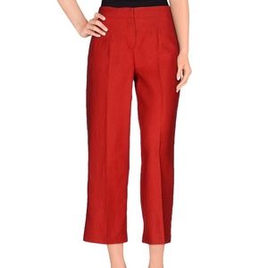 LES COPAINS Red Wide Leg Ankle Cropped Pants 44